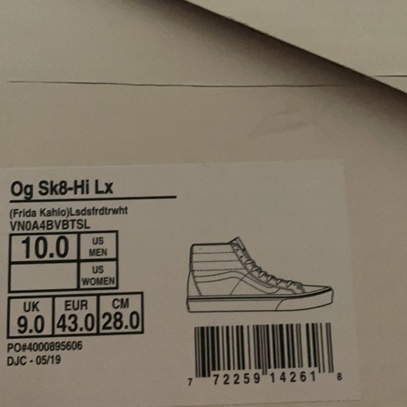 VANS OG SK8-HI LX FRIDA KAHLO Size 10